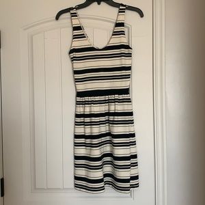 Black & Cream Striped JCrew Sleeveless Swing Dress